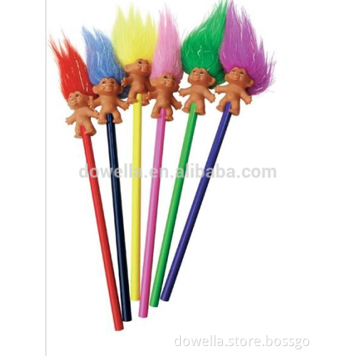 Plastic little angel troll doll pencil topper figurine in OEM factory